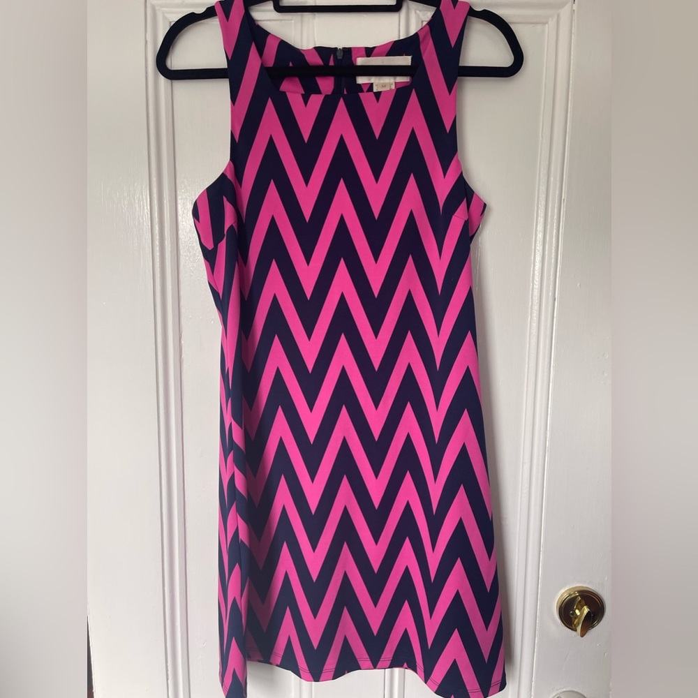 Julie Brown Chevron Pink/Navy Dress